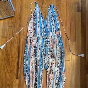 Olivaceous jumpsuit animal / floral print pattern